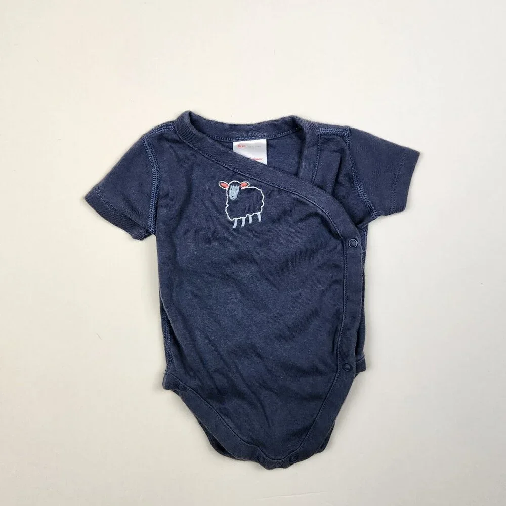Hanna Andersson Baby Soft Snap Short Sleeve Bodysuit Sheep Navy Blue 3-6m